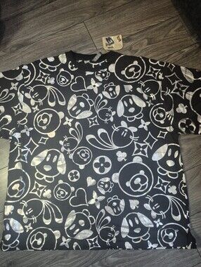 Y2k Vintage Raw Blue Graphic Metallic Tee NWT!